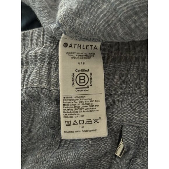 Athleta Cabo Joggers Women’s 4P Chambray Blue Pull-On Pants 100% Linen - Picture 6 of 13